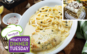 Chicken Piccata Side Dishes: Deschutes Pasta Co. Linguini, Broccolini & Tiramisu