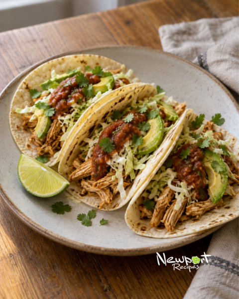 7 Easy Rotisserie Chicken Recipes for Dinner from Newport Market: Chicken Tacos with Crunchy Slaw
