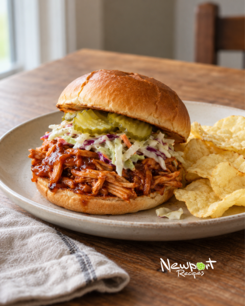 7 Easy Rotisserie Chicken Recipes for Dinner from Newport Market: BBQ Chicken Sandwiches with Slaw